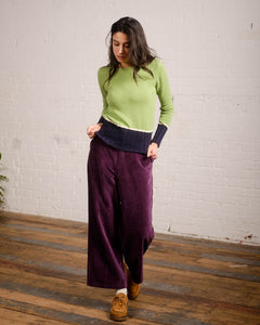 Deep Rib Sweater - Peridot/Navy