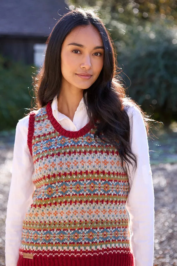 Iona Fairisle Tanktop - Burgundy