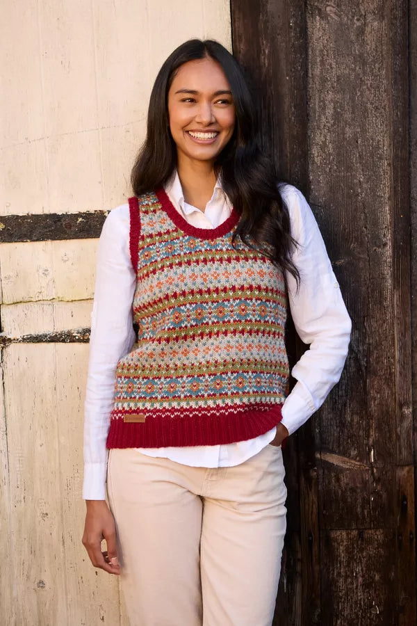 Iona Fairisle Tanktop - Burgundy
