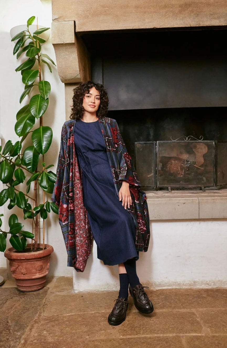 Grande Velvet Kimono - Ginger Jar Grey