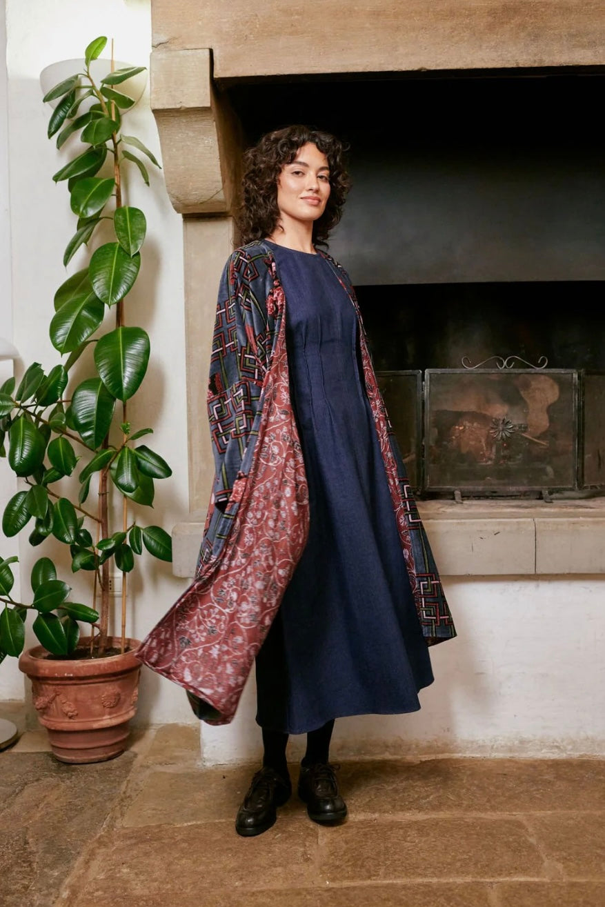 Grande Velvet Kimono - Ginger Jar Grey