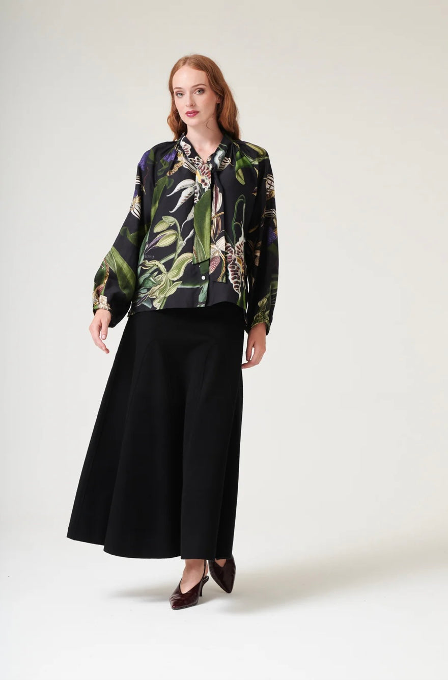 PussyBow Blouse - Orchid Black