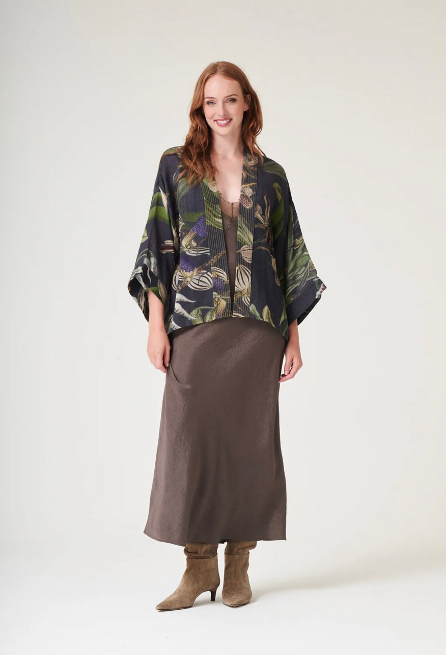 Wool Kimono - Orchid Black