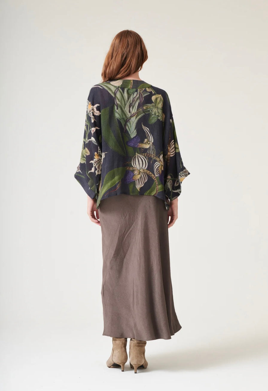 Wool Kimono - Orchid Black