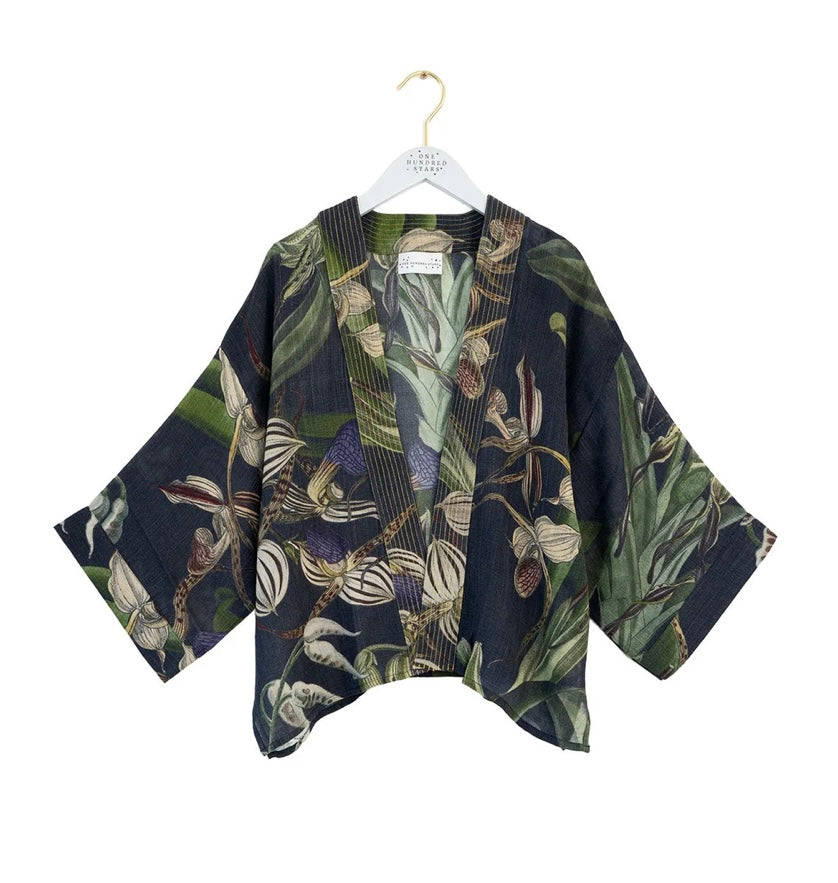 Wool Kimono - Orchid Black