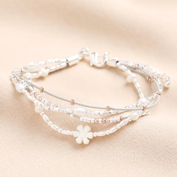 Silver and Rose Gold Daisy Bracelet