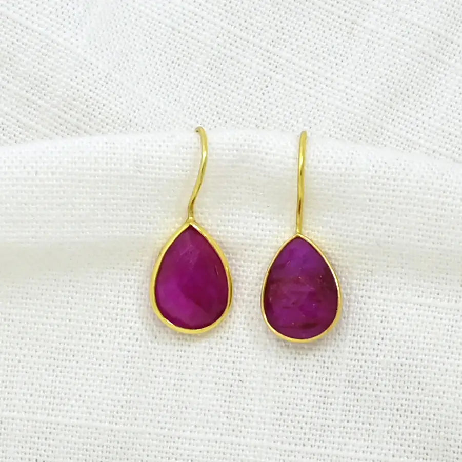 Red Sillimanite Teardrop Earrings