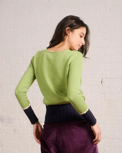 Deep Rib Sweater - Peridot/Navy