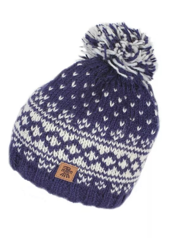 Kids Bergen Bobble Beanie - Navy