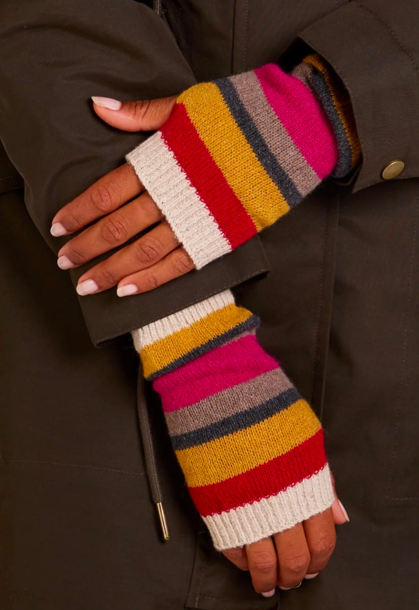 Striped Fingerless Gloves