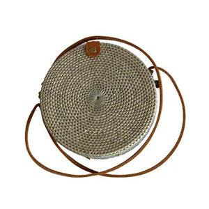 Rattan Round Bag - Grey