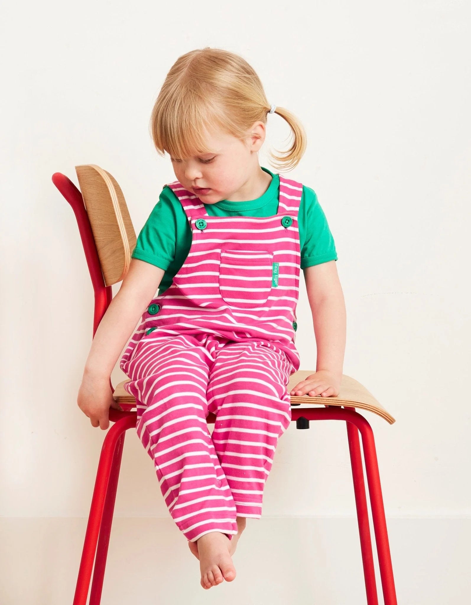 Stripe Dungarees - Pink