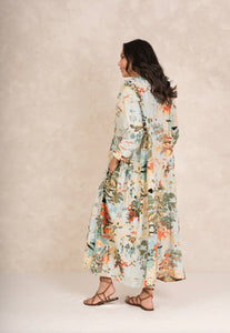 Pinch Pleat Dress - China Tree Aqua
