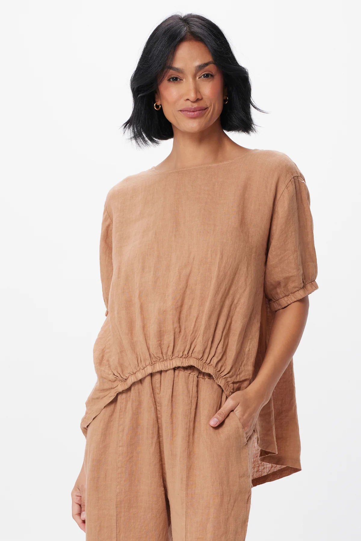 Cybil Linen Top - Camel