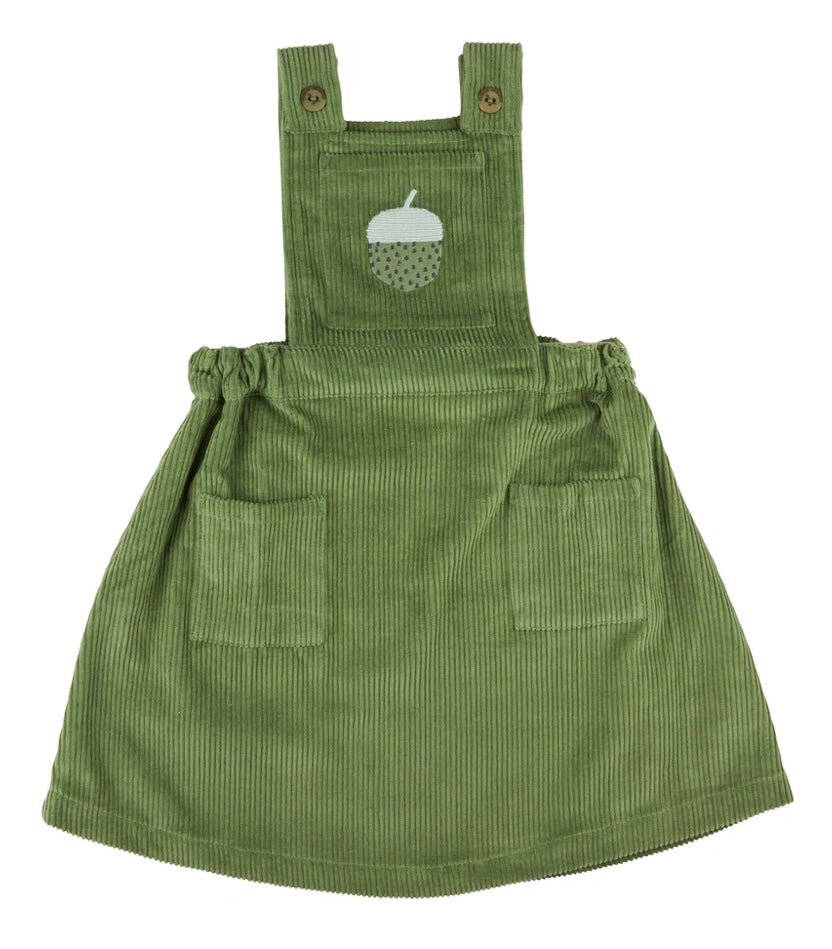 Cord Pinafore Dress - Green