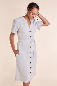 Button Through Linen Dress