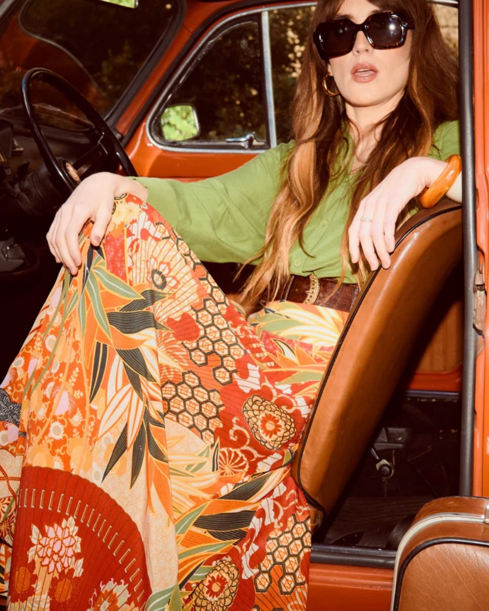 A-Line Maxi Skirt - Fans Scarlet