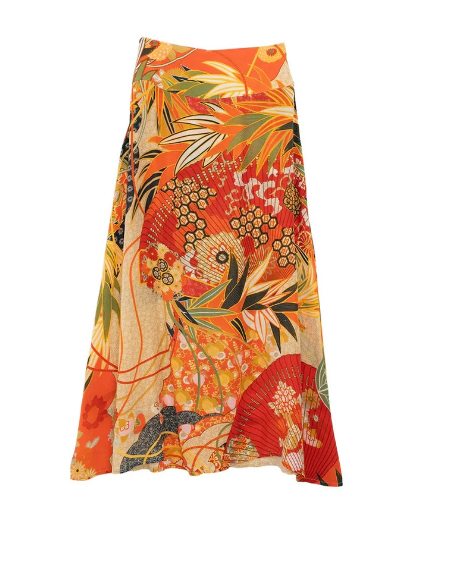 A-Line Maxi Skirt - Fans Scarlet