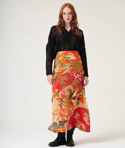 A-Line Maxi Skirt - Fans Scarlet