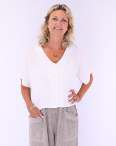 Linen and Cotton Cardi - White