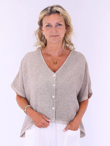 Linen and Cotton Cardi - Truffle