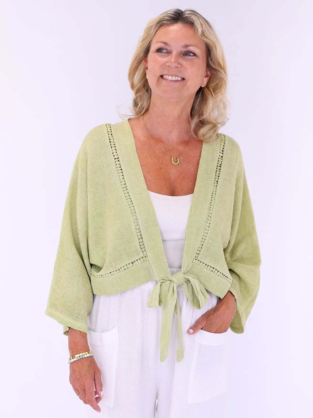 Tie Front Jacket - Pistachio