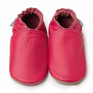 Leather Baby Shoes - Raspberry