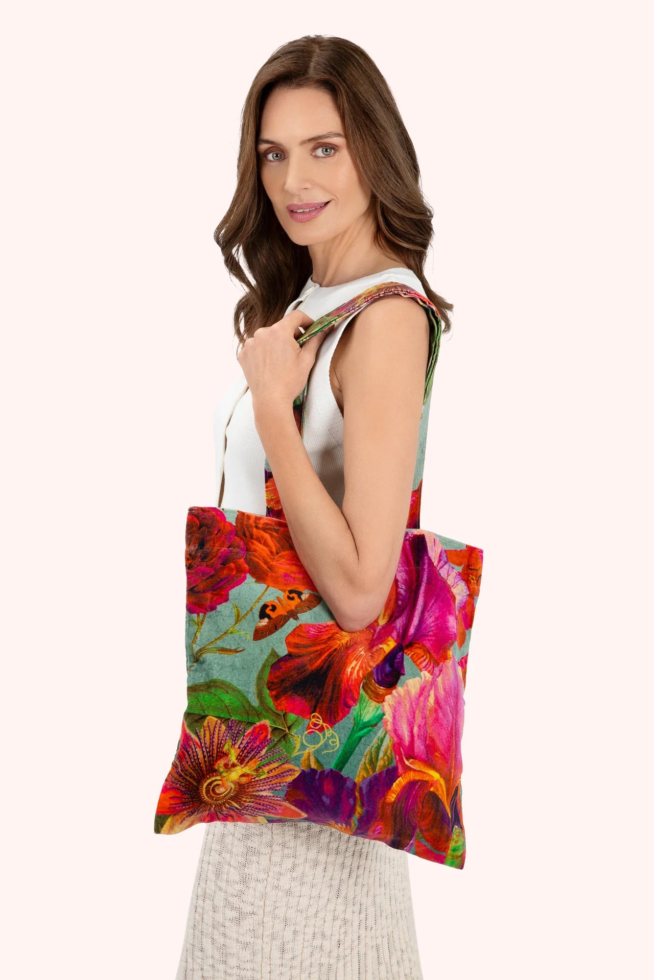 Velvet Tote Bag - Winter Iris
