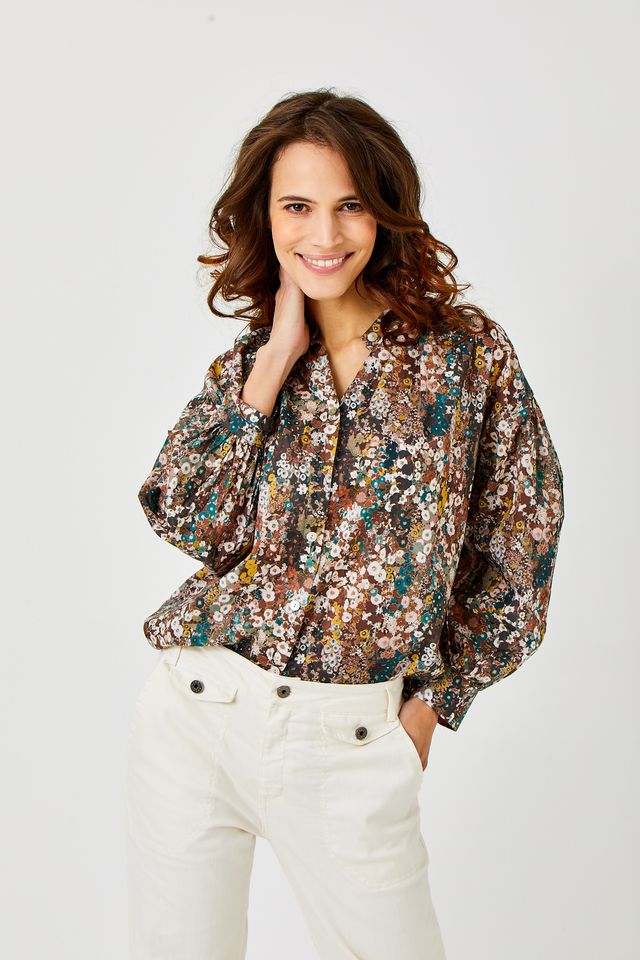 Christian Blouse - Brown/Teal
