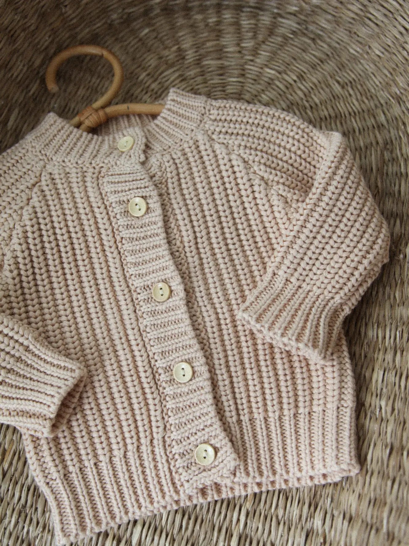 Chunky Organic Cotton Cardi - Nude