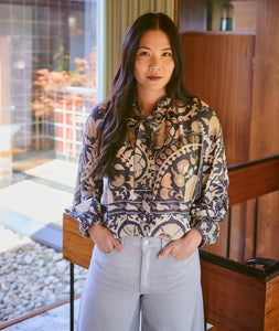 Pussy Bow Blouse - Susani Charcoal