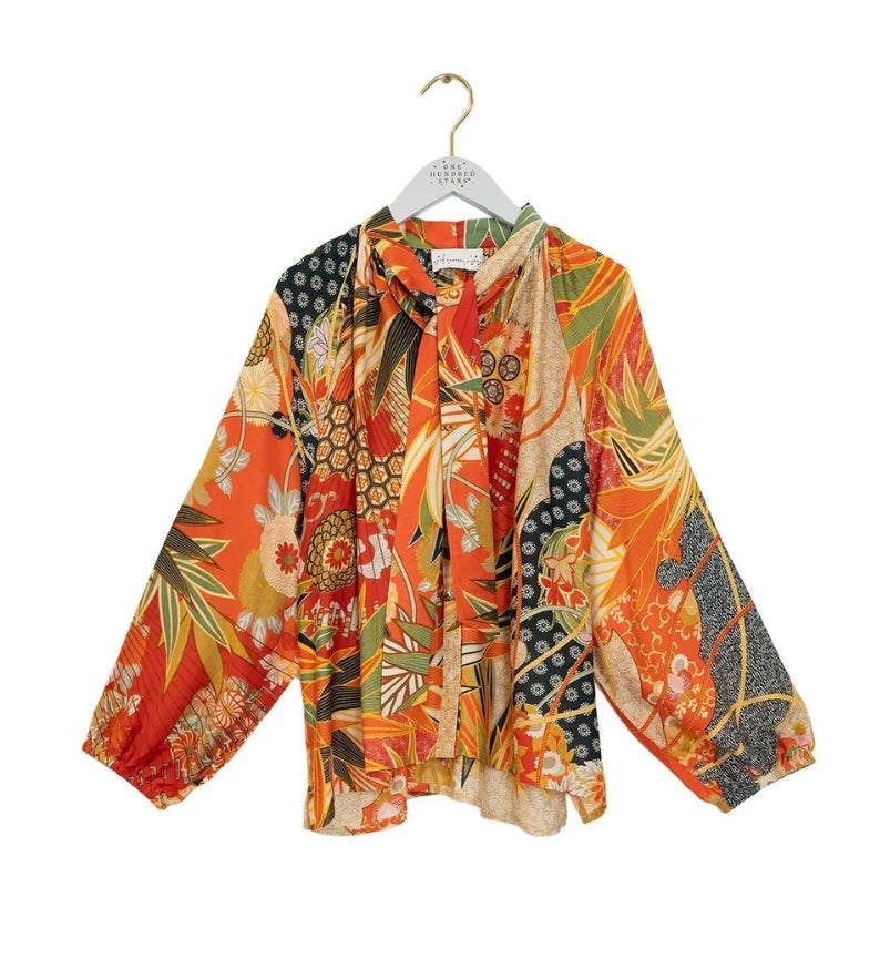 Pussy Bow Blouse - Fans Scarlet