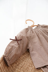Gingham Bow Sleeve Blouse