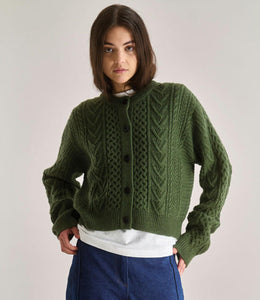 Charlie Cable Cardigan - Olive
