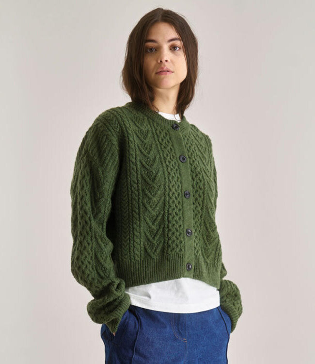 Charlie Cable Cardigan - Olive