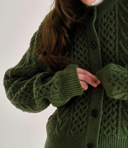 Charlie Cable Cardigan - Olive