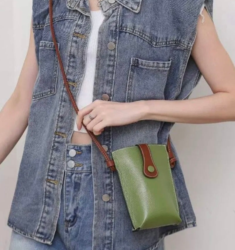 Leather Crossbody Bag - Green