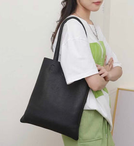 Leather Tote Bag - Black
