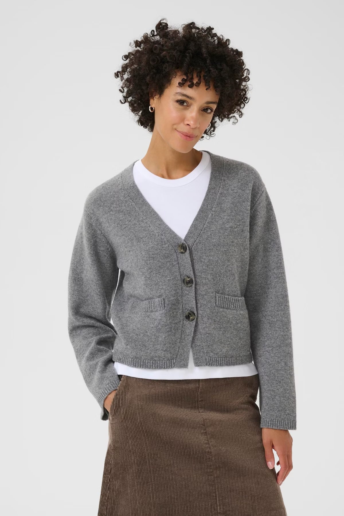 Sveva Wool Cardigan - Grey Melange