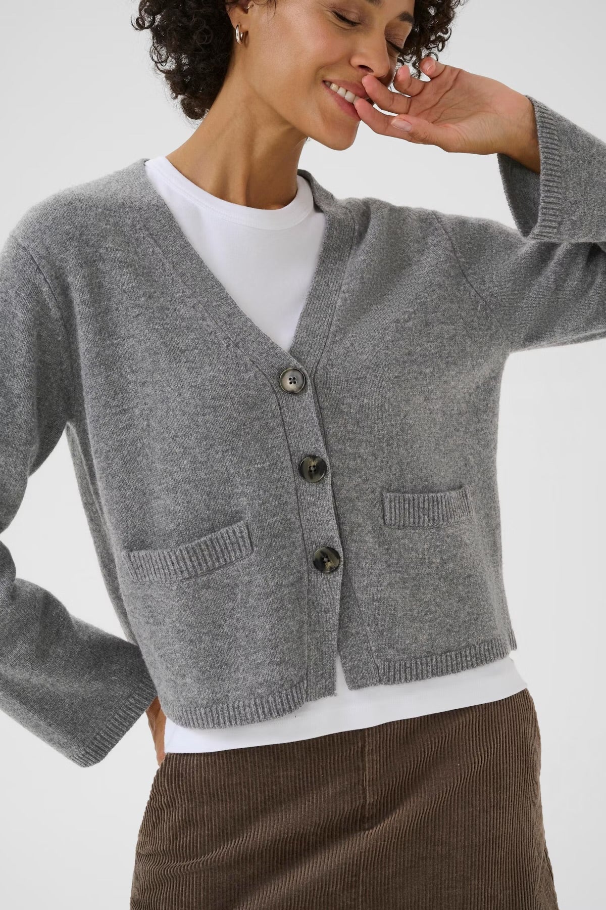 Sveva Wool Cardigan - Grey Melange