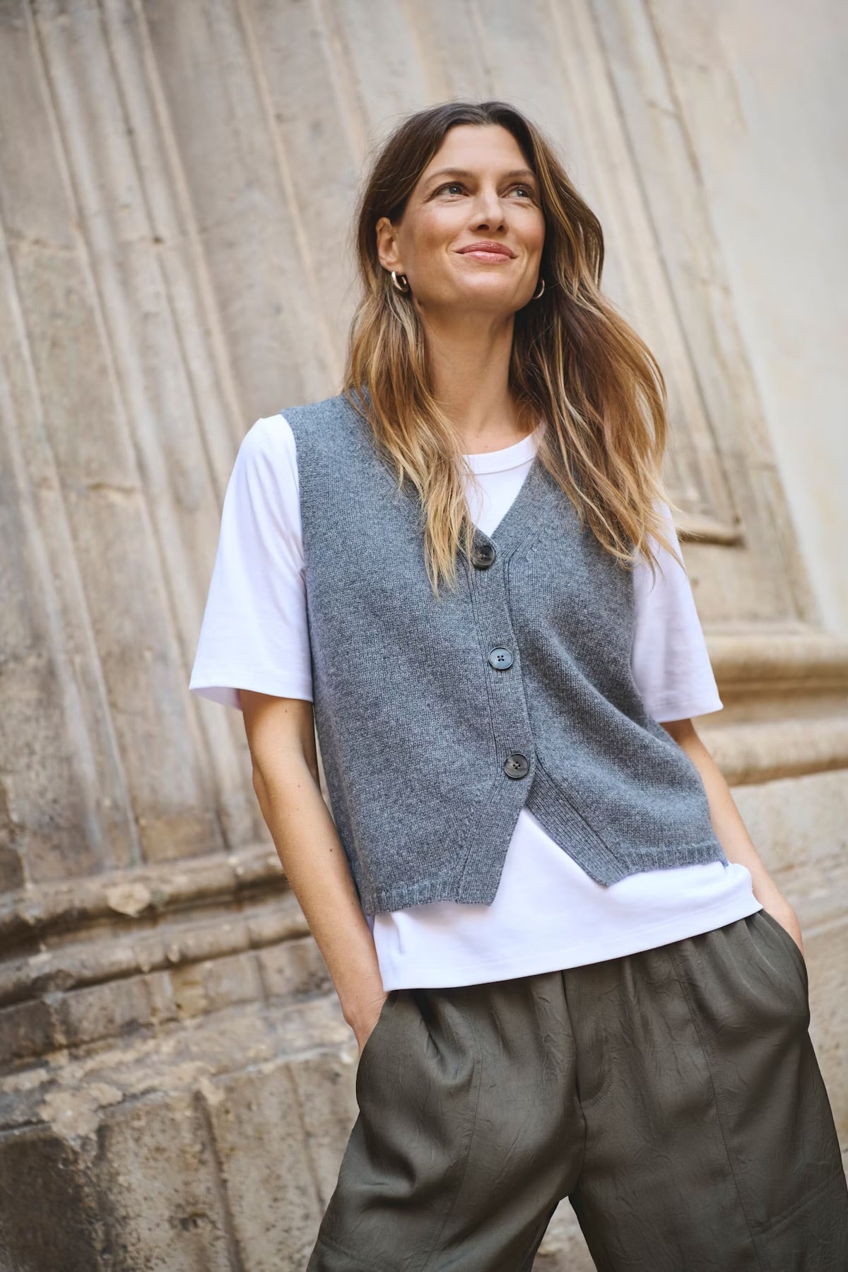 Sylva Wool Waistcoat - Grey Melange