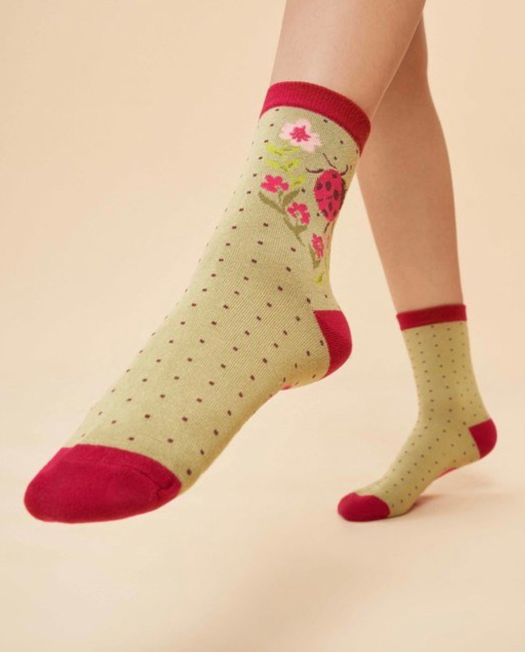 Bamboo Ankle Socks - Ladybird