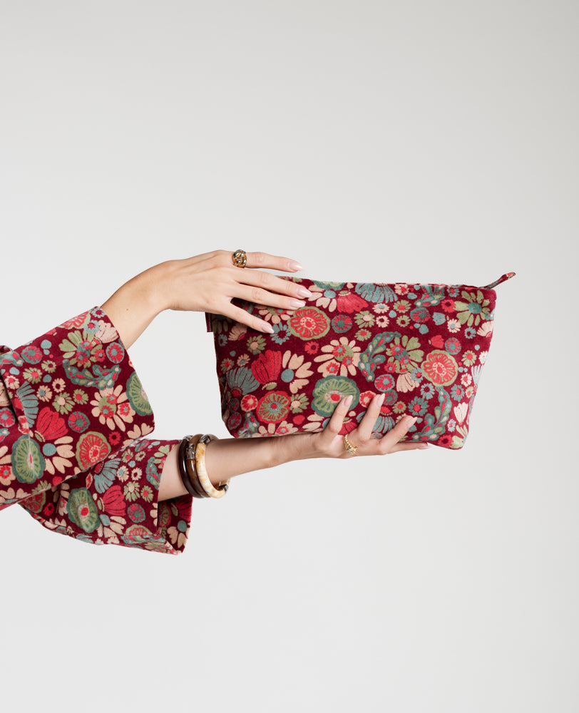 Velvet Wash Bag - Molly Burgundy