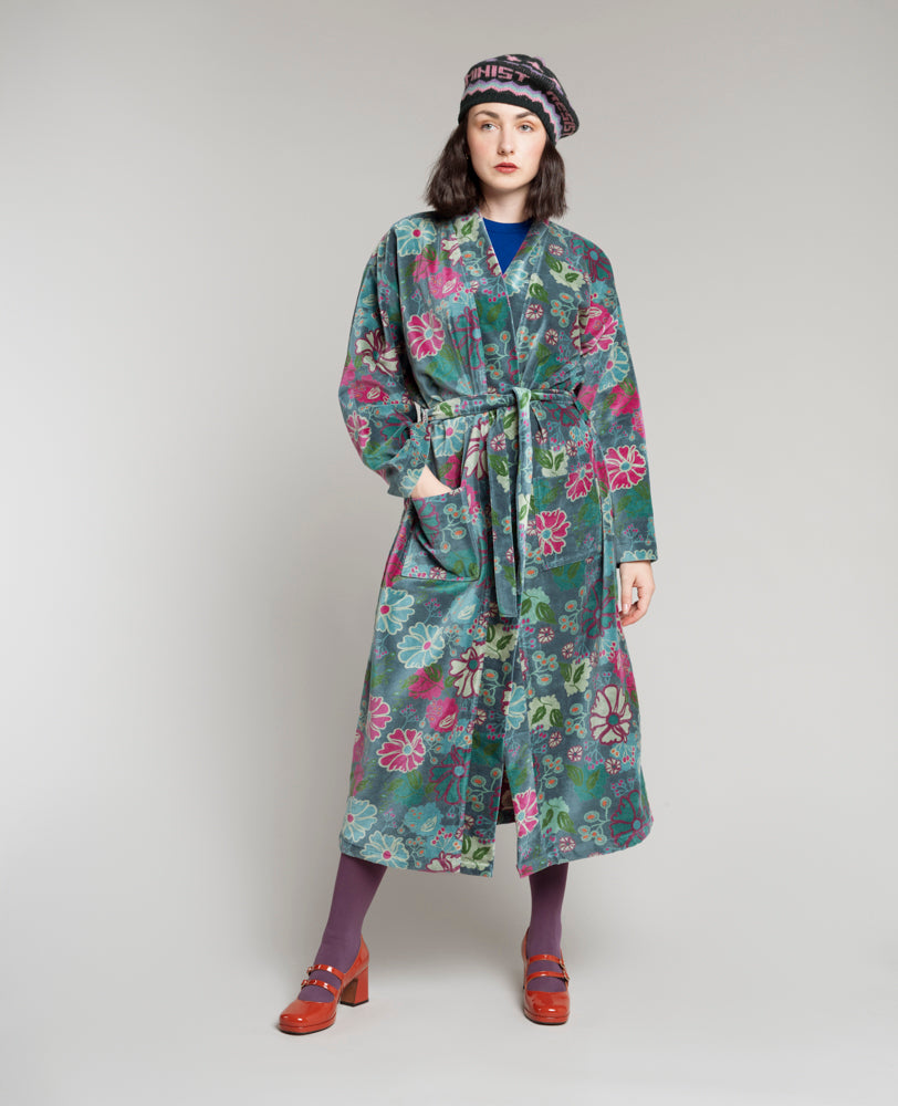 Velvet Jacket/Dressing Gown - Cosmos Teal