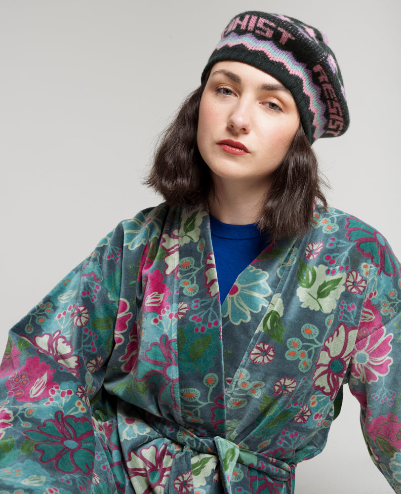 Velvet Jacket/Dressing Gown - Cosmos Teal