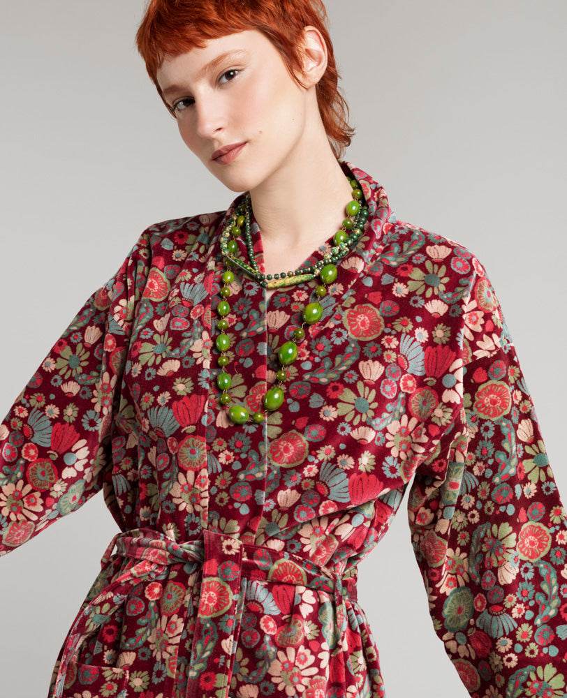 Velvet Jacket/Dressing Gown - Molly Burgundy