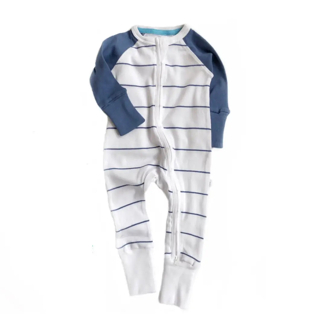 Striped Babygrow - White and Blue