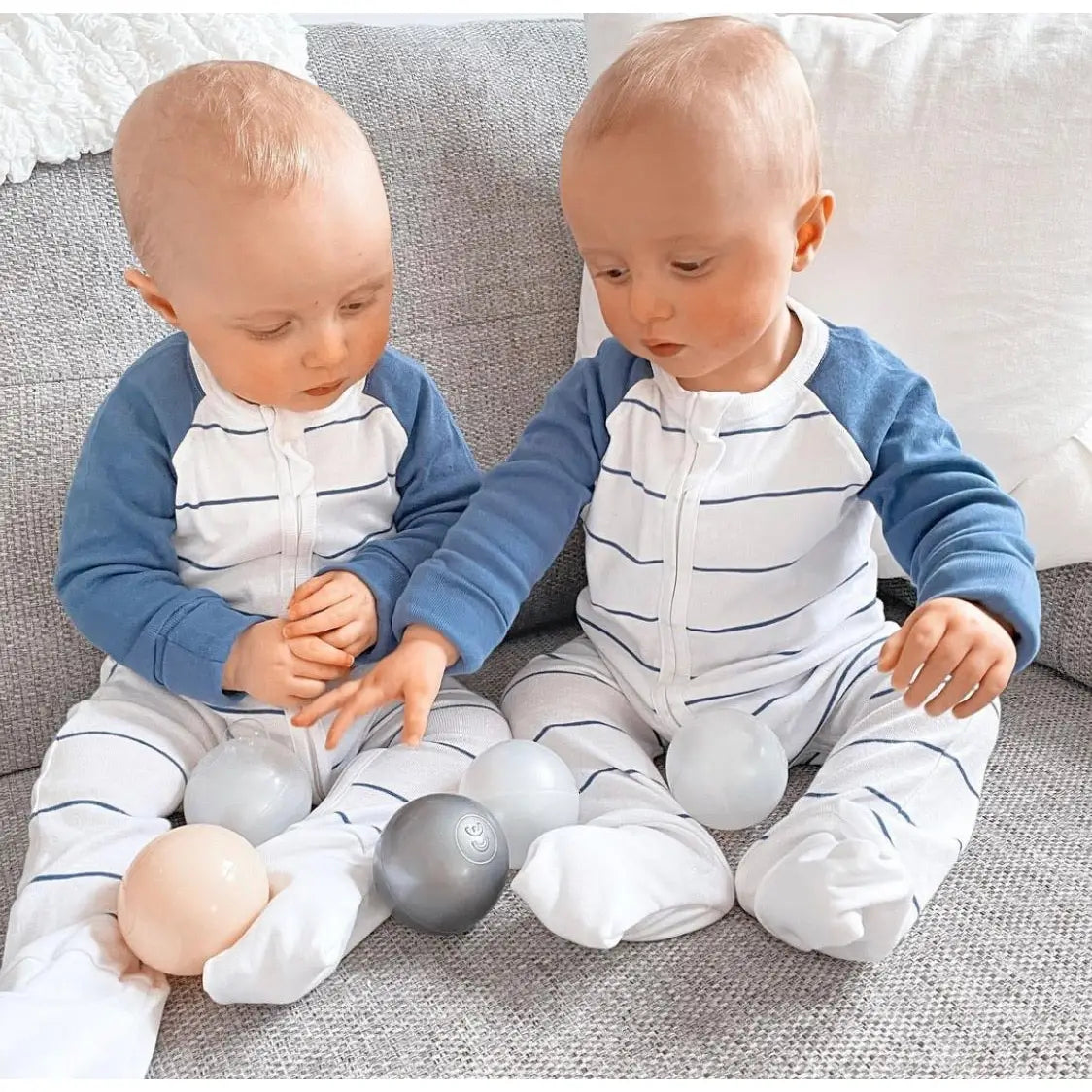 Striped Babygrow - White and Blue