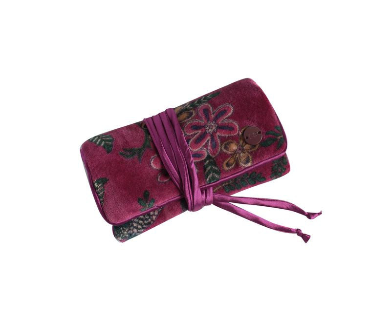 Velvet Jewellery Roll - Plum
