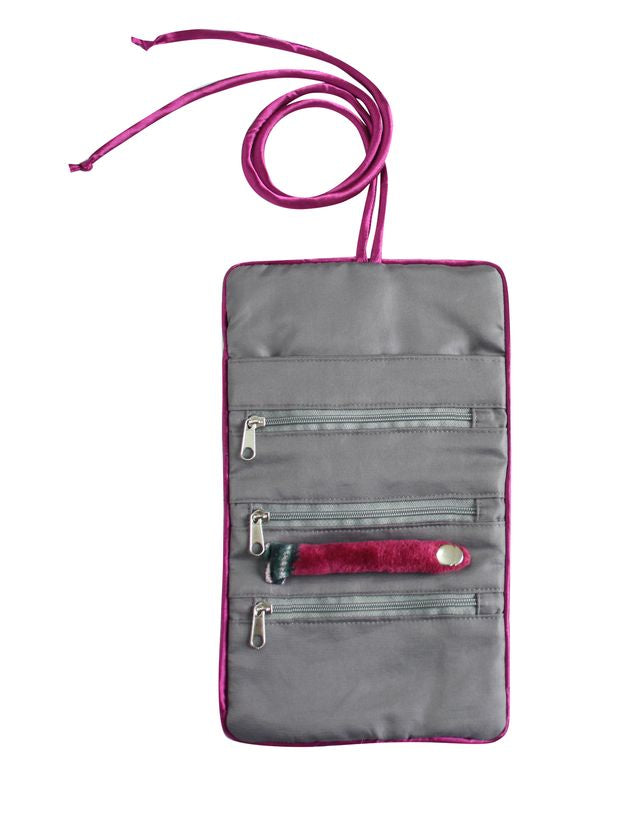 Velvet Jewellery Roll - Plum